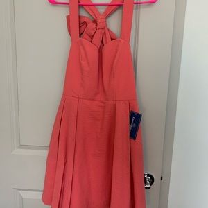 NWT Lauren James Seersucker Bow Dress in Coral